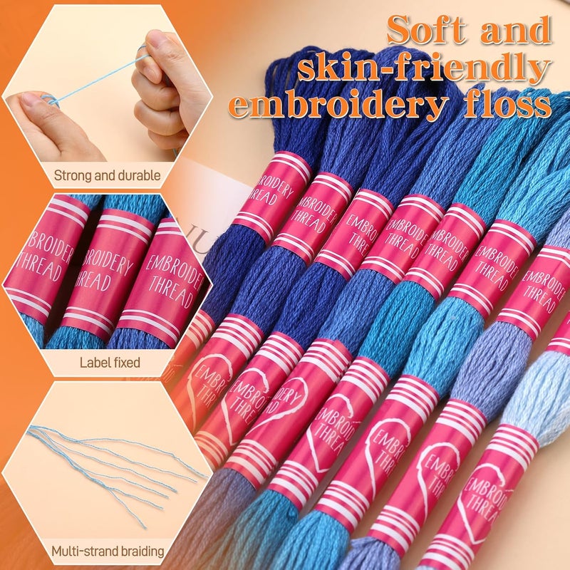 Dercuy Embroidery Floss,12 Skeins Blue Embroidery Thread,Friendship Bracelet String for DIY Making,Embroidery Crafts - Image 3